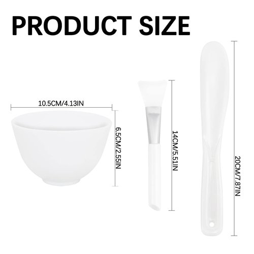 FERCAISH 3Pcs Diy Face Mask Mixing Bowl, Microwavable Silicone Facial Mud Bowl Cosmetic Beauty Tool for Home Salon(White)