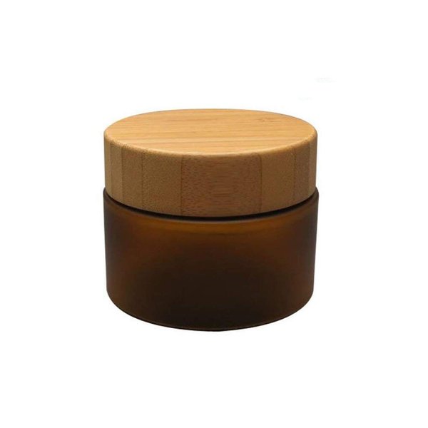 erioctry 150ML 5oz Empty Amber PET Plastic Cosmetic Container Case with Natural Bamboo Cap Cream Lotion Box Ointments Bottle Food Bottle Makeup Pot Jar