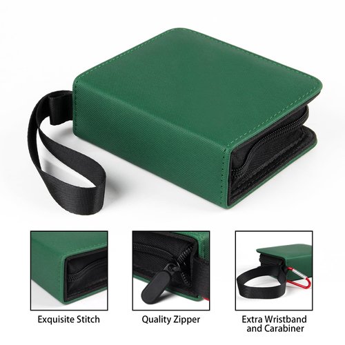 GEAoffice Mini Size Card Binder 1 Pocket, 80 Pockets Small Trading Card Album Book with 40 Removable Sleeves, 80 Top Loading Pockets Binder for TCG, MTG, Sports&Game Cards, Green