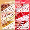 Whaline 18 Sheets All Holiday Nail Art Stickers Fall Nail Decals All Season Fall Thanksgiving Halloween Winter Christmas 4th of July Self-Adhesive Nail Decals for Autumn DIY Manicure Party Decor