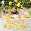 Gold Happy Birthday Banner Sign, Golden Border Happy Birthday Bunting Banner Flag Garland for Kids Boys Baby Birthday Party Decorations Supplies