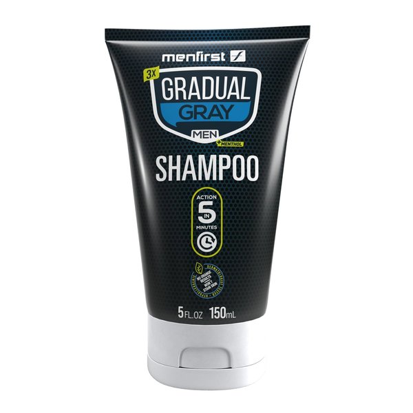 MENFIRST Gradual Gray Shampoo - Men Gray Hair Darkening and Reverse Gray Hair Shampoo - Gradual hair color for gray hair coverage Hypoallergenic & Harsh Chemical-Free, Gray Hair cover up - Dark Shades