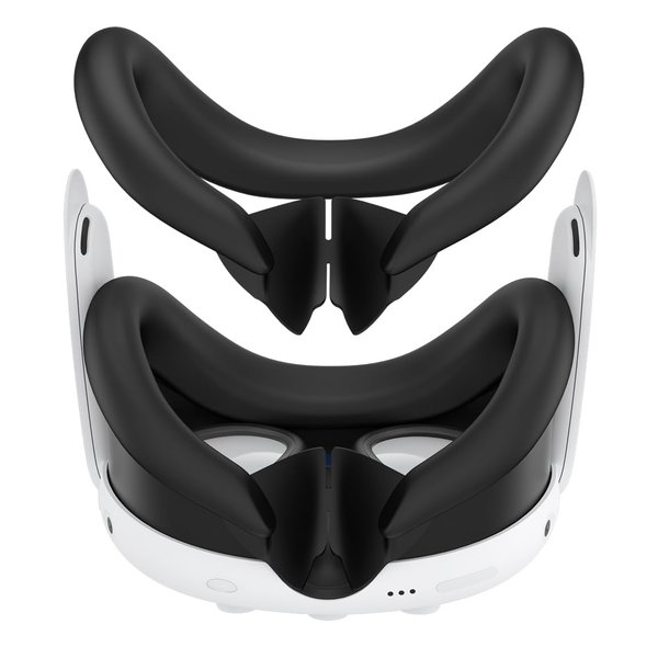 RGEEK VR Face Pad Compatible with Quest 3 Accessories, Sweatproof Silicone Face Cover for Quest 3, Washable Lightproof Anti-Leakage Face Cushion, Black