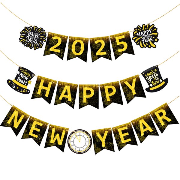 Happy New Year Banner 2025 New Years Eve Party Supplies 2025 Happy New Year Decorations Happy New Year Sign Backdrop Decoration for 2025 New Years Party Supplies New Year Eve Decorations