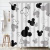 BIYSUC Mouse Head Shower Curtain Black and White Children Cartoons Kids Bath Curtain Cute Animal Grey Bathroom Home Decor Waterproof Polyester Fabric 72Lx72W Inch with 12 Pack Hooks