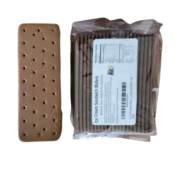 Jellybeans Food Ice Cream Sandwich Wafers - Crispy Chocolate Wafers For Ice Cream Sandwiches - Rectangular Sandwich Wafers - Chocolate Wafer Cookies - High-Quality Wafers - Rectangular Wafers(1 lb)