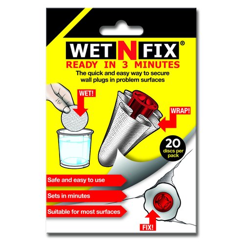 WETNFIX (20 Discs) - Fixing Wall Anchors Fast! Ideal for Loose Wall fixtures Such as Curtain Rails, Toilet roll Holders. Ideal for Drywall and Masonry.