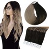 Full Shine 18 Inch Glue on Hair Extensions Off Black 1B Fading to 18 Ash Blonde Balayage Tape in Human Hair Extensions 20Pcs 50 Gram Ombre Hair Tape in Extensions Straight Hair Tape ins