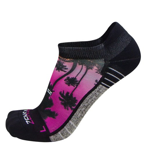 Zensah Limited Edition No-Show Running Socks - Anti-Blister Comfortable Moisture Wicking Sport Socks for Men and Women (Medium, Tropical Palm Trees)