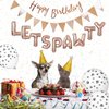 Legendog Dog Birthday Party Supplies Dog Paw Print Balloons Cat Birthday Hat Happy Birthday Banner Foil Balloons Lets Pawty Letters Balloons Decorations (Rose Red)