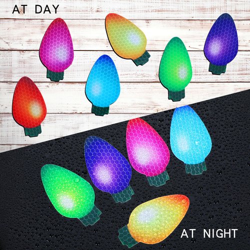 40 Pieces Christmas Refrigerator Magnets and Bulb Lights Stickers - Reflective Decorations for Cars or Any Metal Surface (2.8 x 1.4 Inches and 5 x 2.7 Inches)