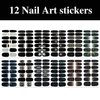 WOKOTO 12 Sheets 168 Pieces Black Nail Polish Stickers Full Nail Wraps for Women Nails Black Gradient Marble Design Gel Nail Strips Stick On Nail Polish Strips Full Nail Stickers Gel Nail Wraps