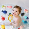 Bath Toys Sets Include 12 Pcs Wind up Floating Toys with 2 Pcs Duck Shape Fishing Net, Swimming Pool Games Bathtub Shower Toy, Turtle Whale Duck Crab for Boys Girls Funny Gifts