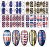 WOKOTO 16 Pcs Independence Day Nail Strips Polish Stickers Fourth of July Self Adhesive Nail Stickers Wraps for Nails Set with 1 Pc Nail File 14 Tips Per Sheet Manicure Strips