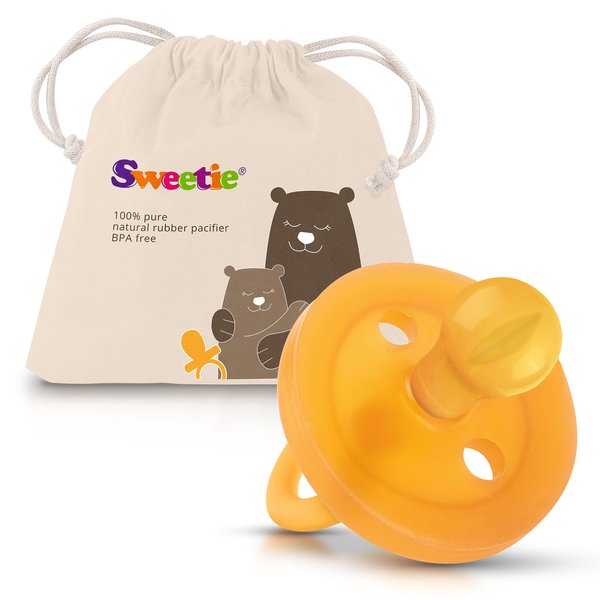 SWEETIE Rubber Pacifier Natural Rubber Pacifier Rounded 1 Count Original Natural Rubber Pacifier (6-12 Month / Medium)