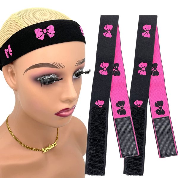Atimiaza 2 Pcs Elastic Bands for Wig, Bow Tie Lace Melting Band, Wig Band for Melting Lace, Melting Band for Lace Front, Melt Band for Lace Wigs, Edge Wrap to Lay Edges (Bow Tie, Pack of 2)