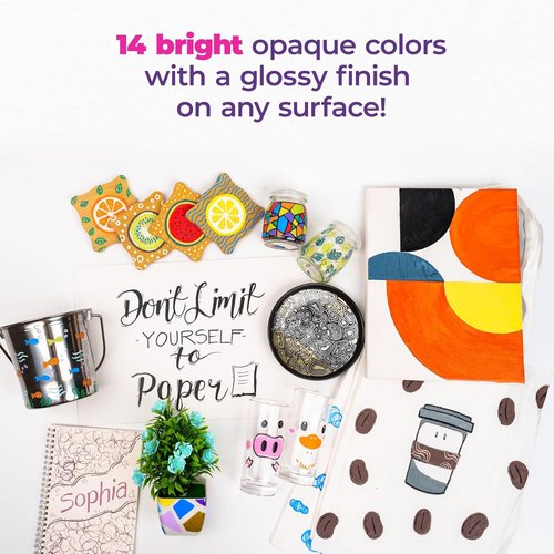 PINTAR | 14 Pack | Acrylic Paint Markers Medium Point | Leather, Shoes, Rock Painting, Wood, Glass | Acrylic Paint Pens Set | Pack of 14, 5.0 mm