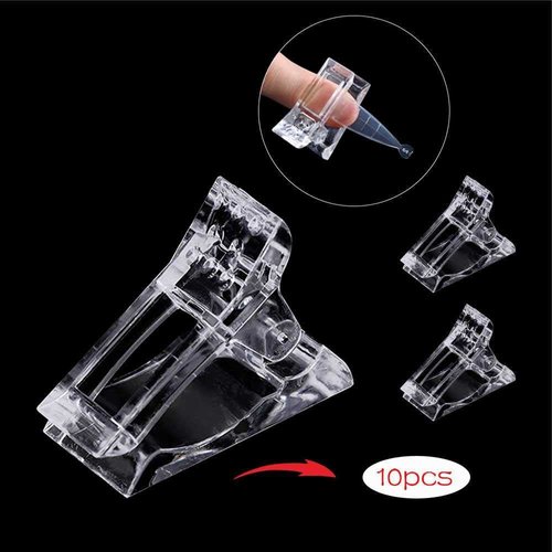 VNC 10Pcs Nail Tips Clip for Quick Building Polygel nail forms Nail clips for polygel Finger Nail Extension UV LED Builder Clamps Manicure Nail Art Tool