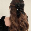 AUOCATTAIL Black Tulle Big Bow Hair Claw Clips Fashion Elegant Bowknot Nonslip Hairpin Ponytail Clip Hair Accessories for Women Girl