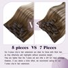 LaaVoo Ombre Clip in Hair Extensions Real Human Hair Balayage Light Brown to Ash Blonde Mix Platinum Blonde Hair Extensions Clip ins Ombre Human Hair Clip in Extensions 14 Inch 5pcs/80g