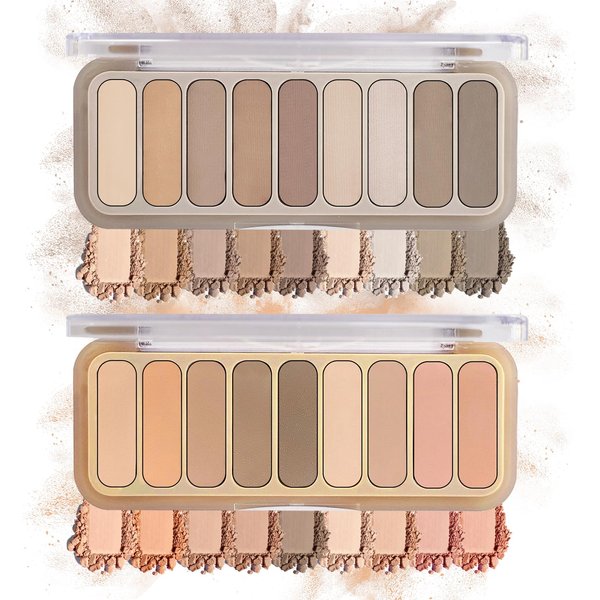 CAHIUYOA 2PCS Naked Matte Eyeshadow Palette Neutral Nude Smoky Eyeshadow Makeup Palette Natural Pigment Eye Shadow Palette Professional Eye Makeup Kit - 03&04