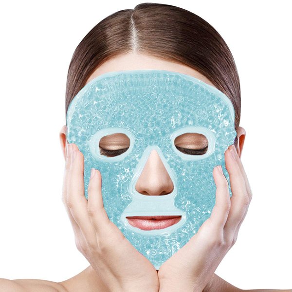 Jakuva Hot and Cold Therapy Full Face Gel Mask,Face Ice Mask for Woman Man,Gel Beads Eye Mask&Compress Pearl Treatment for Headache, Puffiness,Migraine Relief,Face SPA & Overall Skin Care (Sky Blue)