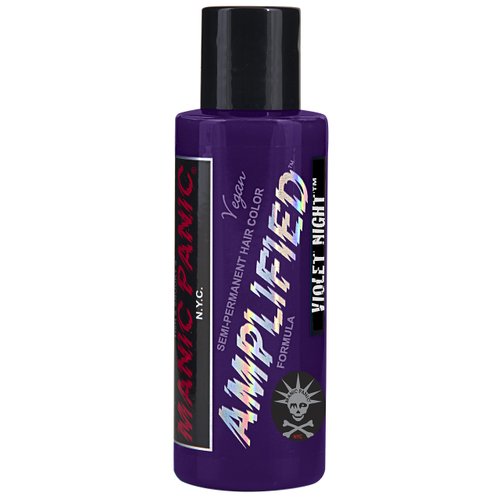 MANIC PANIC Violet Night Hair Color - Amplified - Semi Permanent Hair Dye - Cool Dark Purple Color - For Dark & Light Hair - Vegan, PPD & Ammonia-Free - For Coloring Hair on Men & Women
