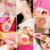 FANOST Pink Temporary Tattoos for Girls, 20 Sheets Princess Hot Pink Birthday Party Supplies Waterproof Tattoos Stickers for Kids Party Favors Easter Basket Halloween Disco Cosplay Party Decorations