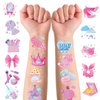 Qpout 96Pcs Sleepover Party Temporary Tattoos for Girls Movie Night Goodie Bag Favors 48 Styles Cute Slumber Pajama Themed Tattoos Stickers for Kids Girls Women Pink Bday Party Favors Supplies