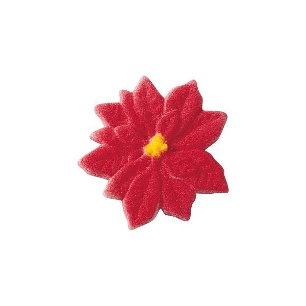 Item#37808 - Small Poinsettia Molded Sugar Cake/Cupcake Decorations - 12 ct
