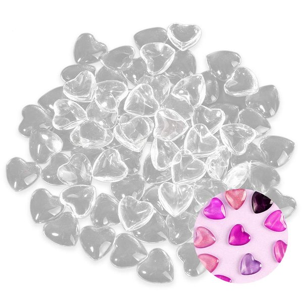 esowemsn 100pcs Mini Heart-shaped Clear Glass Nail Polish Color Card Nail Art Color Display Tips Colorful Nail Polish Nail Art DIY Manicure Tool Accessories