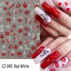 Valentines Day Nail Art Stickers Decal Red Heart Nail Sticker Valentines Nail Decorations 3D Self-Adhesive Red White Rose Love Heart Lip Nail Design for Acylic Nail Manicure Decor 6sheets