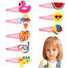 Threetols 16PCS Summer Hair Clips for Women, Cute Hair Barrettes Pins Women Cartoon Pink Tropic Flamingo Watermelon Ice Cream Hair Pins Summer Cartoon Snap Hair Clips for Teens