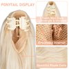 Cephermer Ponytail Extension 22'' 24'' Long Wavy Straight Claw Clip in Pony Tails Hair Extensions Natural Looking Synthetic Hairpiece for Women Bleach Blonde