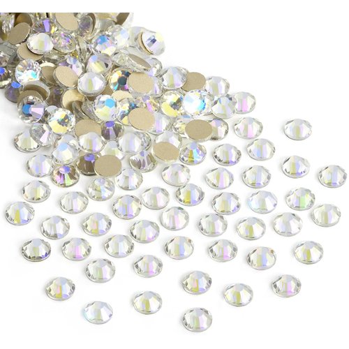 Jollin 1440pcs Flatback Rhinestones Glue Fix Crystal Glass Diamantes Gems for Crafting Nail Art Crafts Decorations Clothes Shoes 3.2mm (ss12, Moonlight)