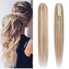 Rich Choices Claw Clip Ponytail Extension Human Hair Real Hair Ponytail Balayage Golden Brown Highlighted Bleach Blonde 20 Inch 120g One Piece Clip In Long Ponytail Hair Extension For Women #12P613