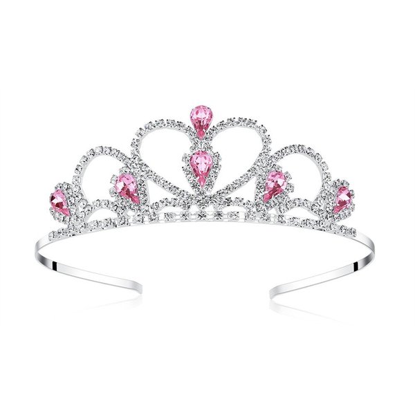 Lovelyshop Pink Gems Rhinestone Tiara, for Little Kid Big Kid Girl Prom Birthday Prinecess Party