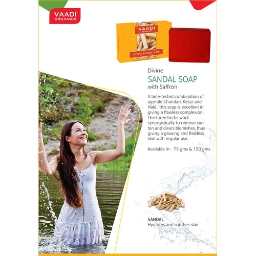 Vaadi Herbals Sandalwood Oil Bar Soap, 2.65 Ounce Each (Pack of 8)