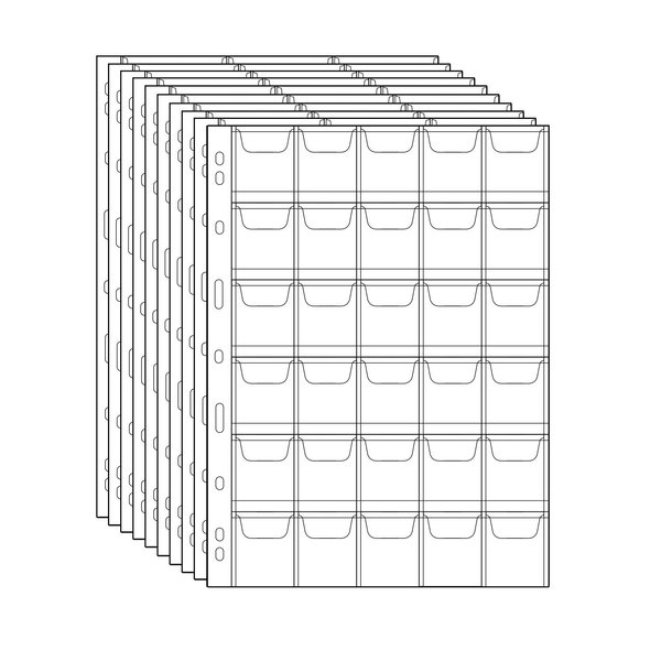 300 Pockets Coin Binders Pages - 1.38 inch Holders 10 pcs Loose-Leaf Sheets Acid-Free Collection Holders for Medallion Coin Stamp Currency Collecting Supplies 35x35mm / 1.38x1.38 inch CS03230