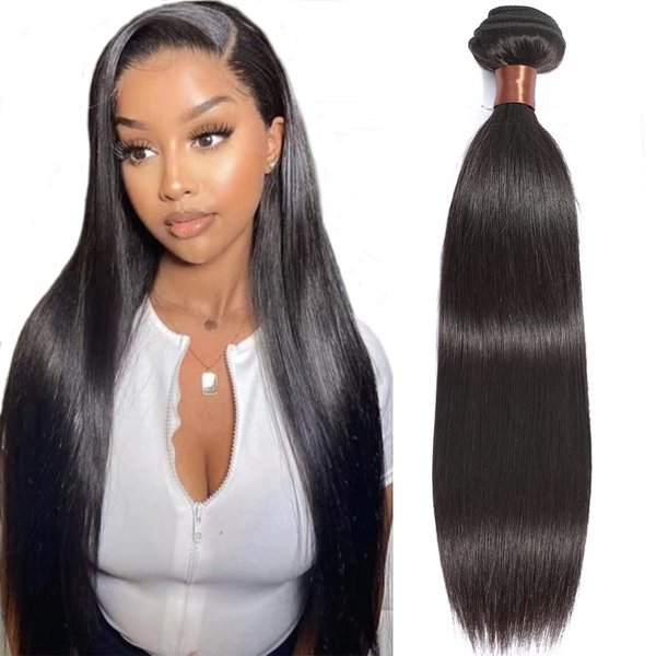 BLACKMOON HAIR Straight Human Hair One Bundle 18Inch 100% Unprocessed Brazilian Virgin Human Hair Straight Weave Bundles Human Hair Extensions Natural Black Bundle for Black Woman