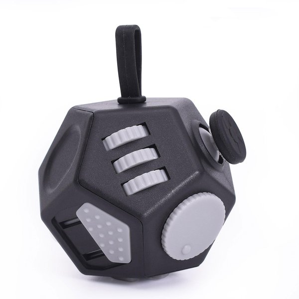 UOOEFUN Mini Fidget Sensory Toys,12 Sided Fidget Toys Relief Stress and Anxiety Depression Anti for Kids and Adults with ADD, ADHD, OCD, Autism (Black)