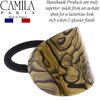 Camila Paris CP2967 French Hair Ponytail Holders Ties, Oval, Handmade, Green, Strong Hold Grip Elastic Band Hair Clips for Women, No Slip Soft Flexible Styling Girls Hair Accessories, Made in France