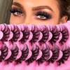 Uranian False Eyelashes Natural Look Fluffy Faux Mink Lashes Long Eye lashes 22mm D Curl Strip Lashes 7 pairs Volume Fake Eyelashes for Women and Girls