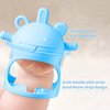 NCVI Baby Christmas Silicone Teether Hand Grip for 0-6 Months, Never Drop Baby Sucking Teething Relief Hand Held, Hand Wrist Chewing Teether Toys Mitten for Infants, BPA Free (Light-Blue Robot)