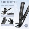 2024 New Nail Clippers for Men Thick Nails - GJNL Angled Head Toenail Clipper with Catcher for Seniors, Sharp Ingrown Fingernail Clipper&Toe Nail Clipper with Slanted Curved Blade - Black