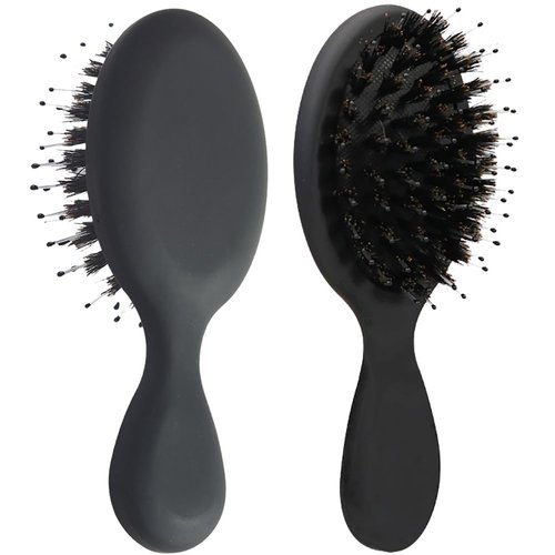 Boar Bristle Mini Hair Brush Travel Detangling Paddle Brush for Curly Fine Straight Natural Tangled Hair, Anti-frizz Detangler Brush Styling Hairbrush for Women Men, Boar Nylon Mixed Bristle Brush