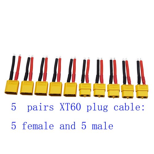 Blomiky XT60H 5 Pairs Female and Male 14AWG Silicon Wire Extention Deans XT60 Plug Connector for RC Cars Drone Lithium Battery XT60 Plug 5