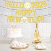Gold Glitter Happy New Year Banner 2025 - Happy New Year Decorations Hello 2025 Banner for New Years Eve Party Supplies 2025