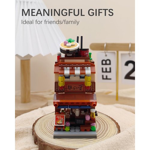 LUOGFYNI Japanese Street View Ramen Shop Building Blocks, Mini Bricks Store Architecture Sets, Creative City Construction Model for Adults, Idea Gifts for Kids(1654)