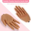 Nail Practice Hand for Acrylic Nails with 500 Pcs Nails, Silicone Fake Hands to Practice Fake Nails Mannequin Hand for Nails Practice and Nail Art Single Right Hand Brown